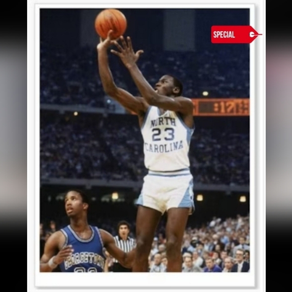 MICHAEL JORDAN 1982 UNC WINNING SHOT AGAINST GEORGETOWN 8.5x11 GLOSSY POSTER! - Picture 5 of 5
